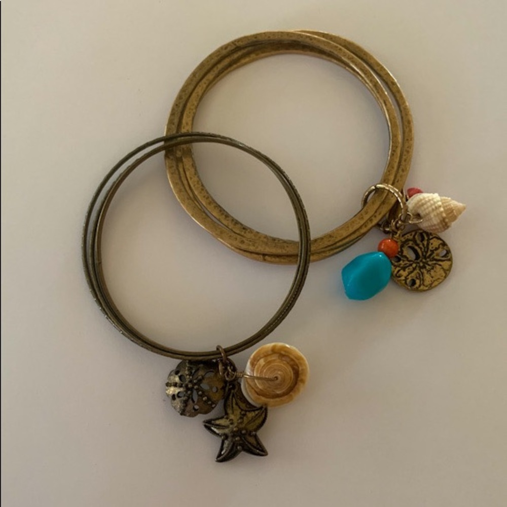 Set of 2 Vintage Coldwater Creek Connected Shell Bangles